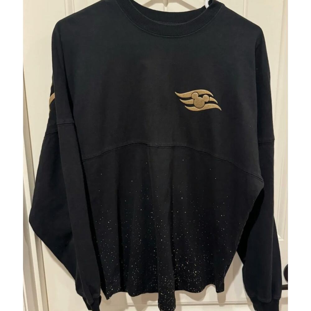 Disney Cruise Line Rose Gold Glitter Spirit Jersey Black Long Sleeve Medium - Picture 2 of 3